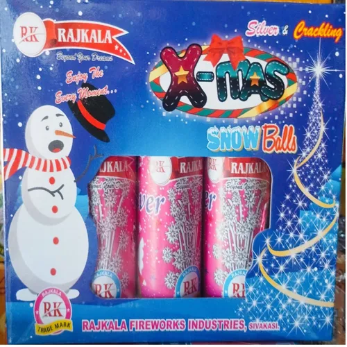 X- mas Snow Balls Silver & Crackling