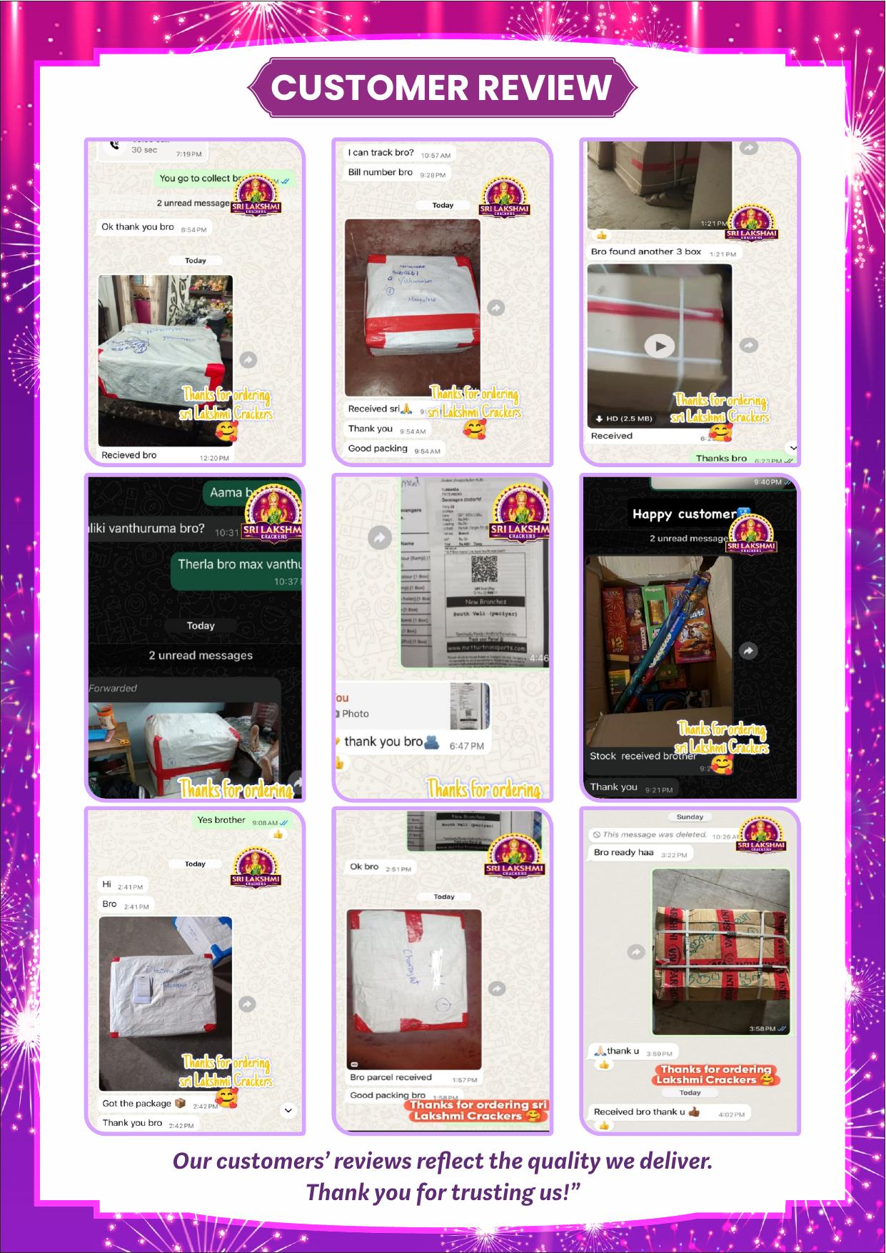 Customer review screenshots for Sri Lakshmi Crackers